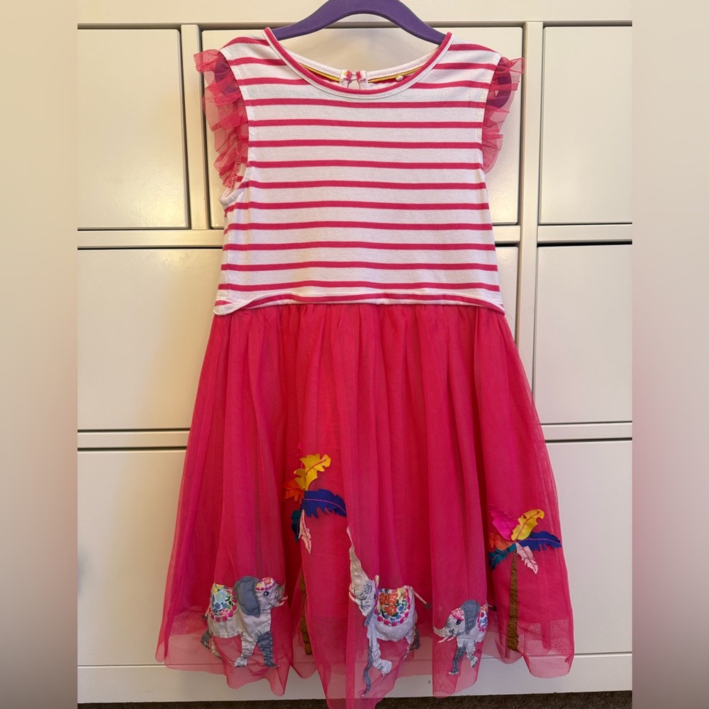 Mini Boden 
Tulle dress 
Tutti Fruity Elephants